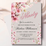 Pink Floral Elegance 90th Birthday Party Invitation<br><div class="desc">Start this special 90th birthday celebration in a elegant style with this beautifully feminine gentle floral invitation with hand painted watercolor mixed wildflowers. All of the text can be personalized for your party including the guest of honour's age. If you have any special requests or require design assistance, just send...</div>