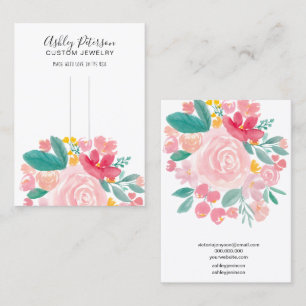 Pink floral elegant hair clip barrette display business card