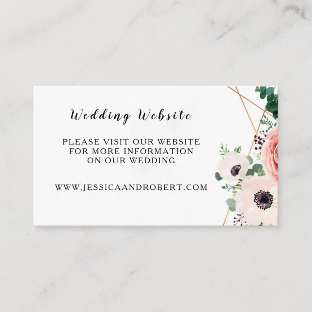 Pink Floral Elegant Modern Flowers Wedding Enclosure Card (Front)