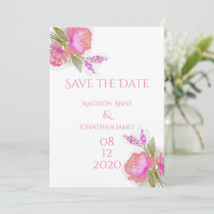 Pink Floral Elegant Personalized Pretty Chic Save The Date