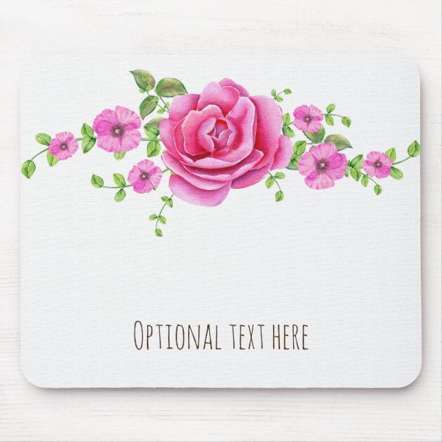 Pink Floral Elegant Shabby Chic Look Mouse Pad (Front)