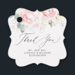 Pink Floral Elegant Thank You Favour Tags<br><div class="desc">Pink rose flowers thank you tags</div>