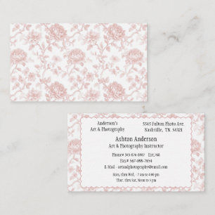 Pink Floral Elegant Vintage  Business Card