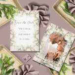 Pink Floral Elegant Watercolor Vintage Wedding  Save The Date<br><div class="desc">Beautiful pastel watercolor peonies & other lovely flowers create a floral frame.  Personalize with your engagement photo on the reverse side.  This “Save the Date” is just perfect for your guests as a reminder to your special day.  Perfect for any season. 100% customer satisfaction at Zazzle.</div>