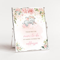 Pink Floral Elephant Baby Shower Envelope Station