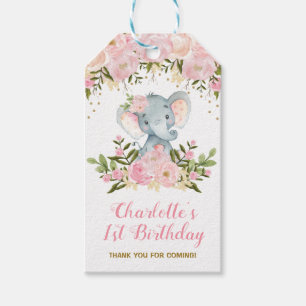 Pink Floral Elephant Birthday Party Favour Gift Ta Gift Tags