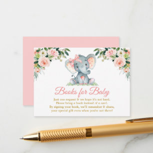 Pink Floral Elephant Bow Shower Enclosure Card