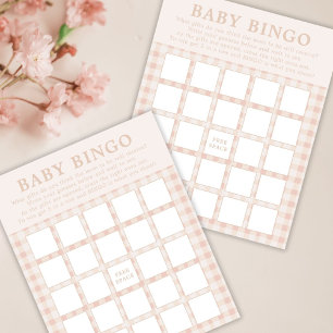 Pink Floral En vichy Baby Bingo Cartes de jeu