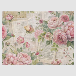 Pink Floral Ephemera Elegant Vintage Inspired Tissue Paper