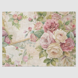 Pink Floral Ephemera Elegant Vintage Inspired Tissue Paper