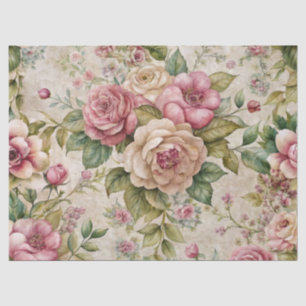 Pink Floral Ephemera Elegant Vintage Inspired Tissue Paper