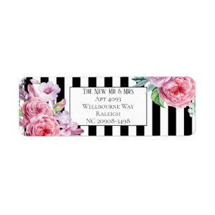 Pink Floral et Stripe Adresse de retour