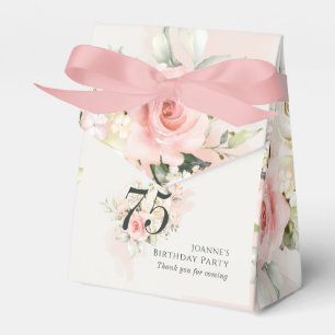 Pink Floral Eucalyptus 75th Birthday Party Grandma Favor Box