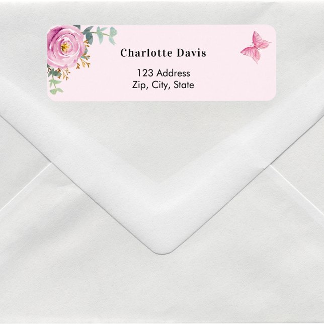 Pink floral eucalyptus return address  (Creator Uploaded)