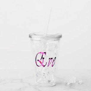 Pink Floral Eve Name, Acrylic Tumbler