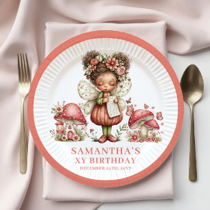 Pink Floral Fairy 1st Birthday Party Paper Plates