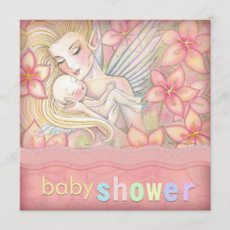 Pink Floral Fairy Mother and Infant Baby Shower Invitation