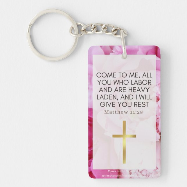Pink Floral & Faith  Keychain (Front)