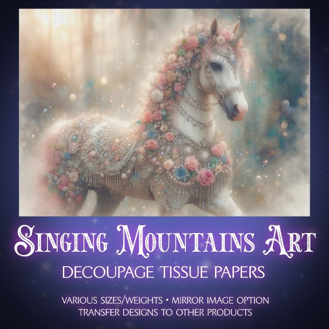 Pink Floral Fantasy Horse Decoupage Tissue Paper (Creator Uploaded)