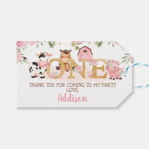 Pink Floral Farm 1st Birthday Gift Tags