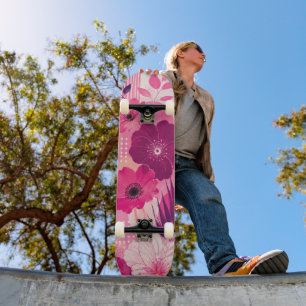 Pink floral fashion girl skateboard deck