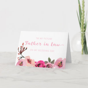 Pink Floral Father in Law Wedding Day Card