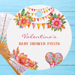 Pink Floral Fiesta Baby Shower Thank You Favour Tags