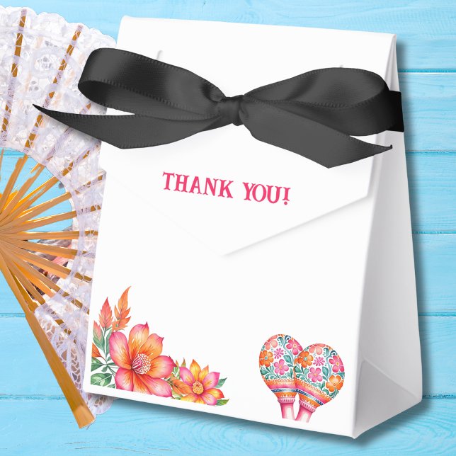 Pink Floral Fiesta Mexican Bridal Shower Favor Box (Creator Uploaded)