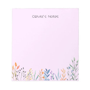 Pink Floral Flower gradient Personalized name Notepad