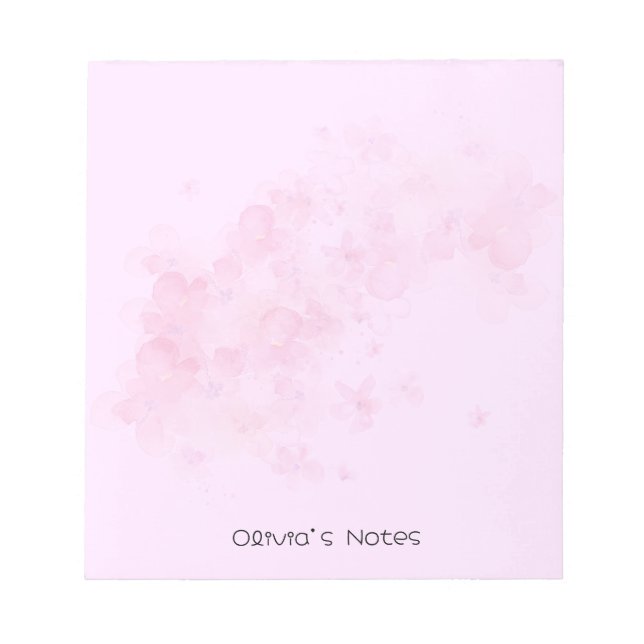 Pink Floral Flower gradient Personalized name Notepad (Front)