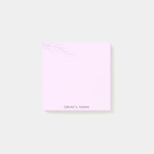 Pink Floral Flower gradient Personalized name Post-it Notes (Front)