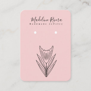 Pink Floral Flower Handmade Earring Display Card