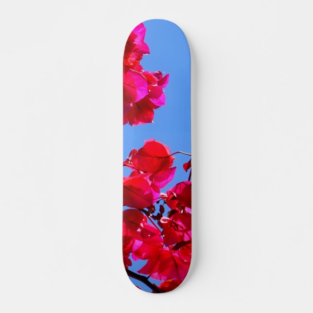 Pink floral flower skateboard (Front)