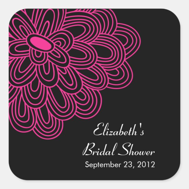 Pink Floral Flowers Bridal Shower Favour Sticker (Front)