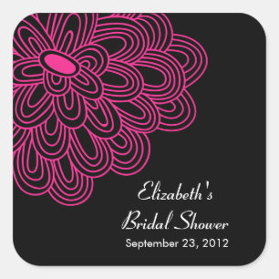Pink Floral Flowers Bridal Shower Favour Sticker