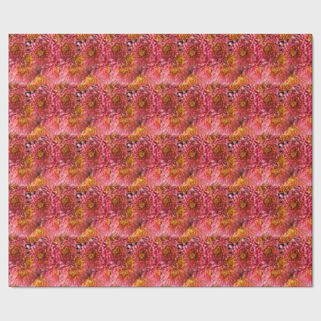 pink floral flowers wrapping paper (Seam)