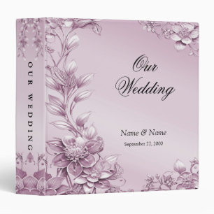 Pink Floral Foliage Album Binder