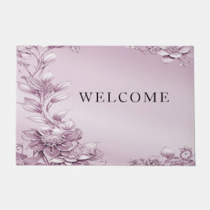 Pink Floral Foliage Doormat