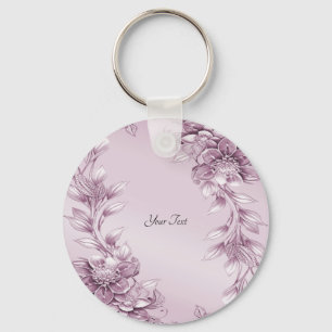 Pink Floral Foliage Keychain