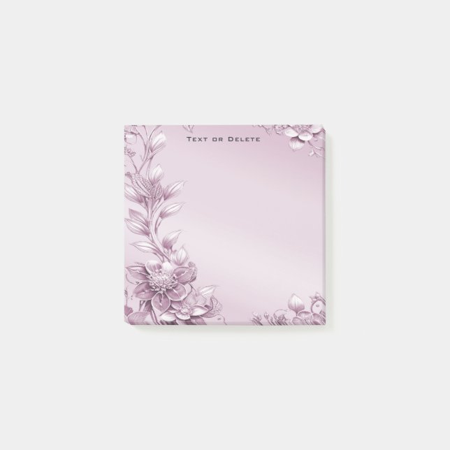 Pink Floral Foliage Post it Notes (Front)