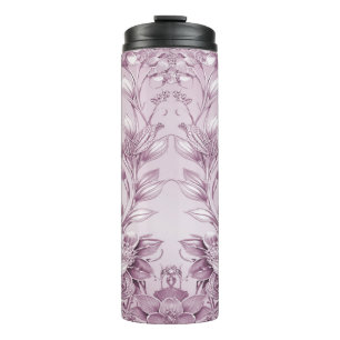 Pink Floral Foliage Thermal Tumbler