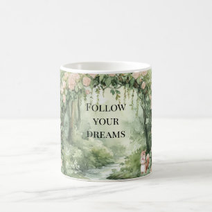 Pink Floral Forest Squirrel Coffee Mug