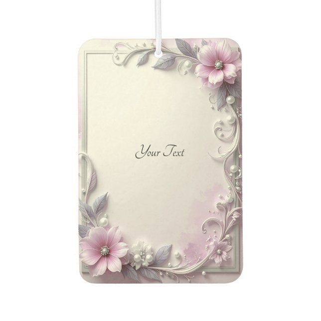 Pink Floral Frame Air Freshener (Front)