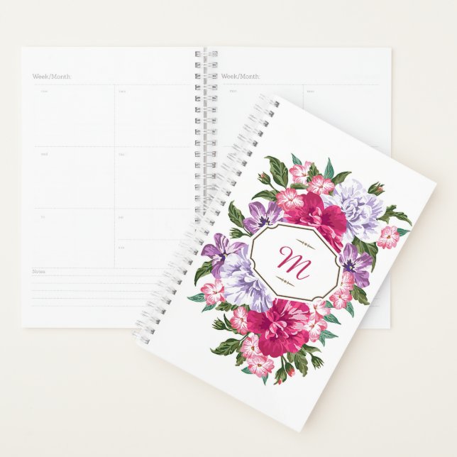 Pink floral frame customized planner (Display)