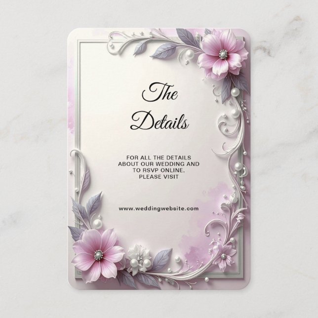 Pink Floral Frame Detail Enclosure Card (Front)