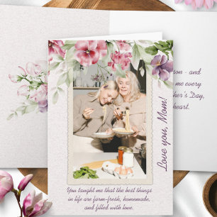Pink Floral Frame Farm-Fresh Photo Mother's Day Card