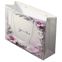 Pink Floral Frame Gift Bag