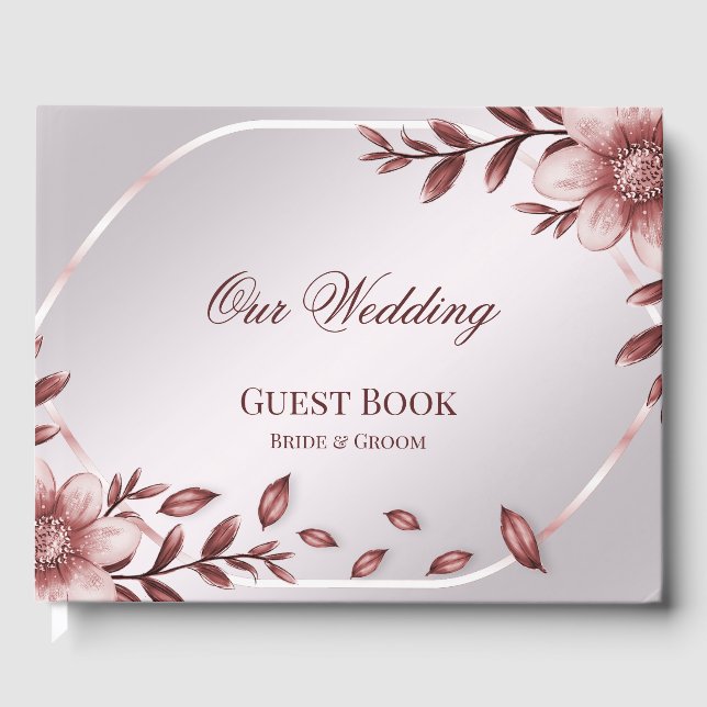 Pink Floral Frame Guest Book (Front)