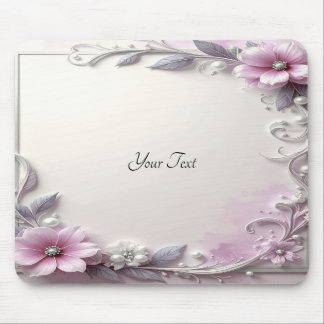 Pink Floral Frame Mousepad