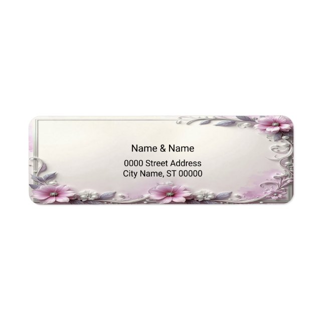 Pink Floral Frame Return Address Label (Devant)
